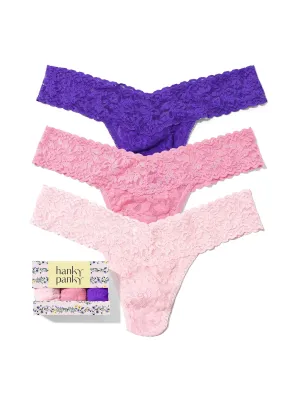 3 Pack Signature Lace® Low Rise Thongs In Printed Box Lipgloss