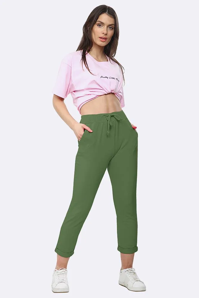 Italian Plain Drawstring Pocket Trousers
